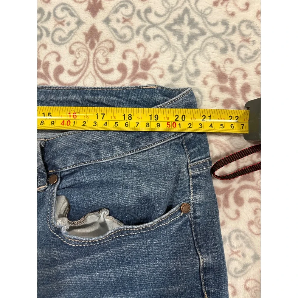 1822 Denim Womens Plus 24W Skinny Jeans Medium Wash Raw Hem Stretch Blue